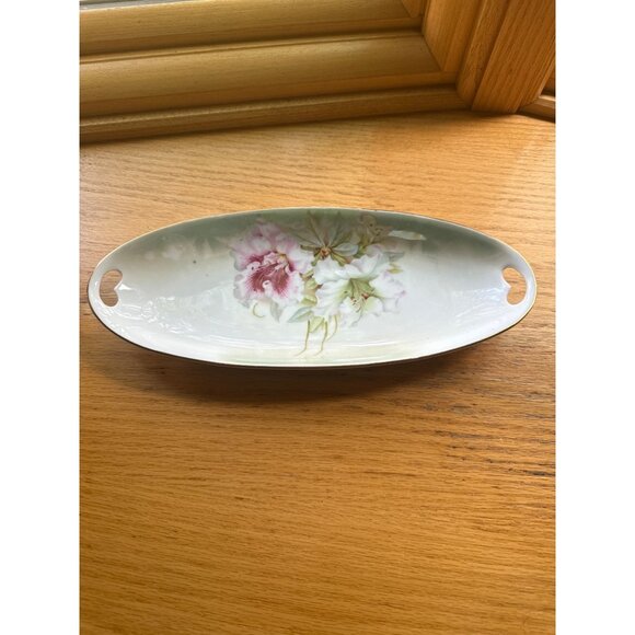 Vessra Germany Floral Porcelain Dish With Handles Handpainted - Picture 1 of 6